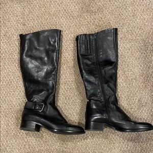 Black Leather Knee-High Boots